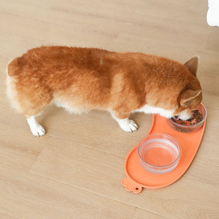 Orange Non-Slip Pet Feeding Mat - Waterproof Dog & Cat Food Bowl Placemat with Raised Edges