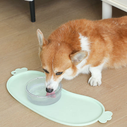 Blue Non-Slip Pet Feeding Mat - Waterproof Dog & Cat Food Bowl Placemat with Raised Edges