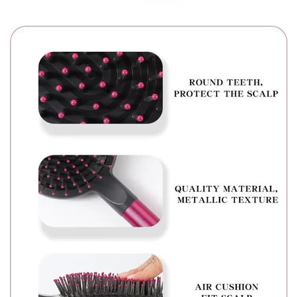 Blue Air Cushion Massage Paddle Brush & Wide Tooth Comb Set - Gentle Detangling for All Hair Types