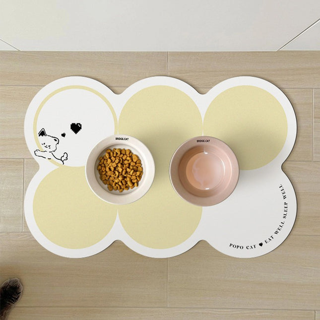 Style 1 White And Yellow Absorbent Diatomaceous Earth Pet Feeding Mat