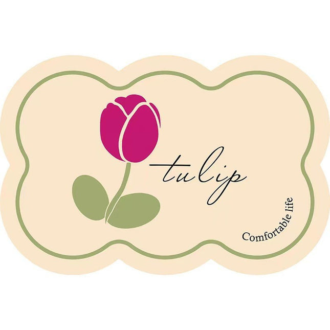 Style 6 Beige And Pink Tulip Pattern Absorbent Diatomaceous Earth Pet Feeding Mat