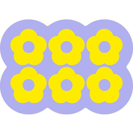Style 9 Purple And Yellow Flowers Pattern Absorbent Diatomaceous Earth Pet Feeding Mat - Non-Slip & Quick Dry Placemat (50x80cm)