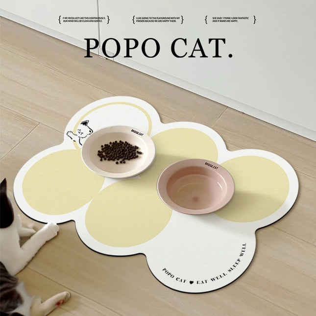 Style 9 Purple And Yellow Flowers Pattern Absorbent Diatomaceous Earth Pet Feeding Mat – product detail