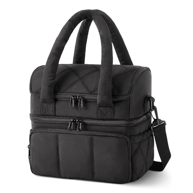 Black Chic Double Deck Insulated Lunch Bag