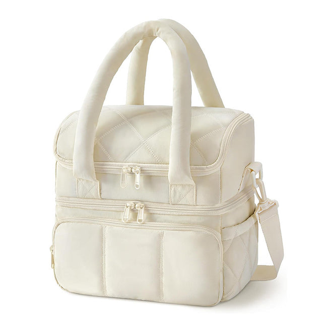 Beige Chic Double Deck Insulated Lunch Bag