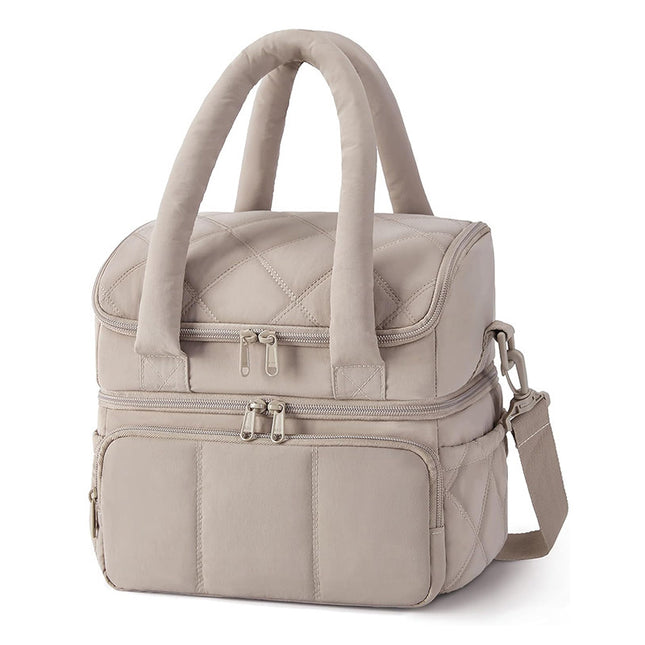 Brown Chic Double Deck Insulated Lunch Bag