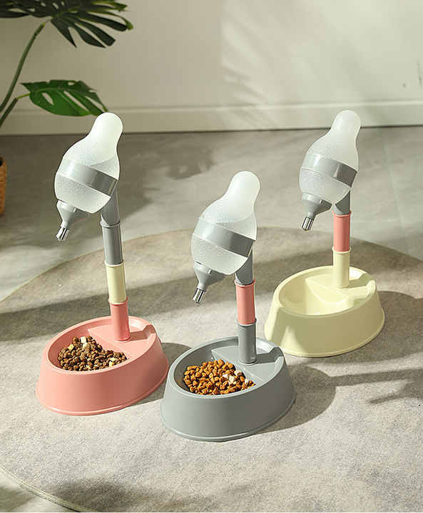 Pink Base Adjustable Height Pet Water Dispenser with Food Bowl Base – product detail