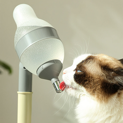 Pink Base Adjustable Height Pet Water Dispenser with Food Bowl Base - Non-Drip Bottle Feeder Station for Dogs & Cats