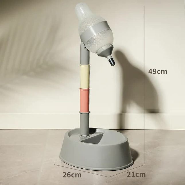 Grey Base Adjustable Height Pet Water Dispenser with Food Bowl Base