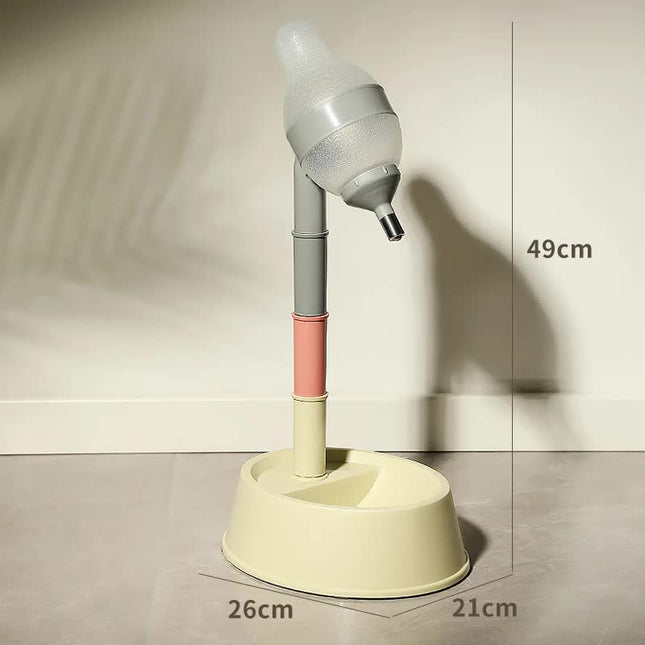 Beige Base Adjustable Height Pet Water Dispenser with Food Bowl Base