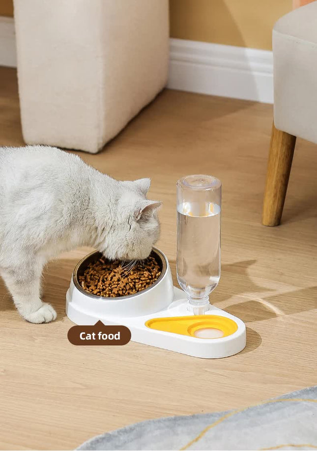 Green And Yellow Pet Bowl Set with Automatic Gravity Water Dispenser – product detail
