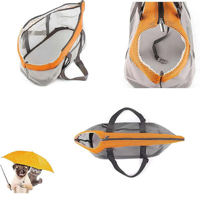 Orange And Grey Lightweight Breathable Mesh Pet Carrier Handbag – product detail