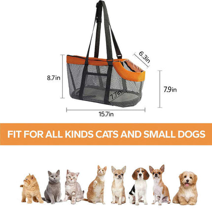 Green And Grey Lightweight Breathable Mesh Pet Carrier Handbag - Portable Travel Tote for Small Dogs & Cats up to 8kg