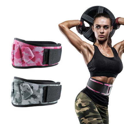 Size L Grey Camouflage Camo Weightlifting Belt - EVA Nylon Gym Belt for Squats, Deadlifts & Lumbar Support