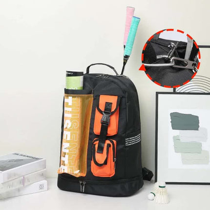 Green And Black Stylish Sports Backpack with Contrast Pockets - Unisex Gym Bag for Badminton & Tennis