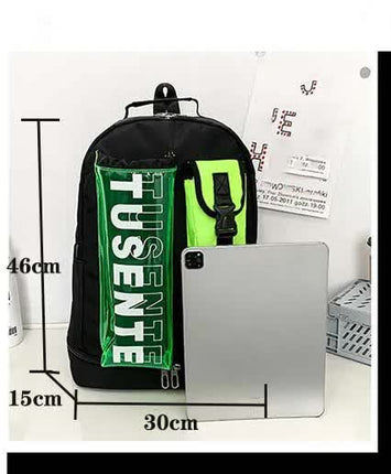 Orange And Black Stylish Sports Backpack with Contrast Pockets - Unisex Gym Bag for Badminton & Tennis