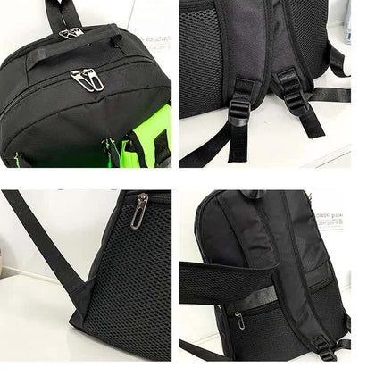 Orange And Black Stylish Sports Backpack with Contrast Pockets - Unisex Gym Bag for Badminton & Tennis