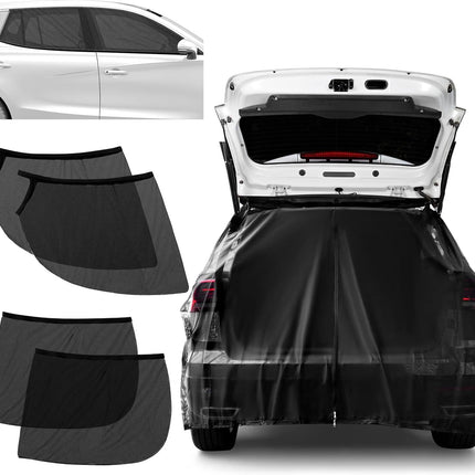 Size L Black Magnetic Car Window Sun Shade Screens & SUV Tailgate Mosquito Net Set - Breathable Bug Protection