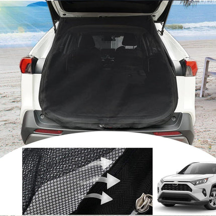 Size L Black Magnetic Car Window Sun Shade Screens & SUV Tailgate Mosquito Net Set - Breathable Bug Protection