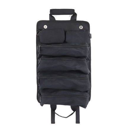 Black Heavy Duty Roll-Up Tool Bag Organizer - Waterproof Oxford Fabric Pouch with Multiple Pockets