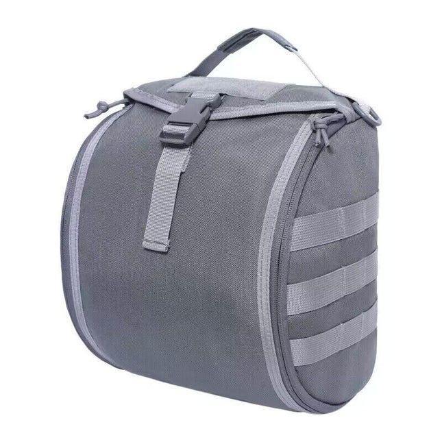 Grey Tactical Helmet Bag & Utility Pouch - Padded Gear Storage Carrier