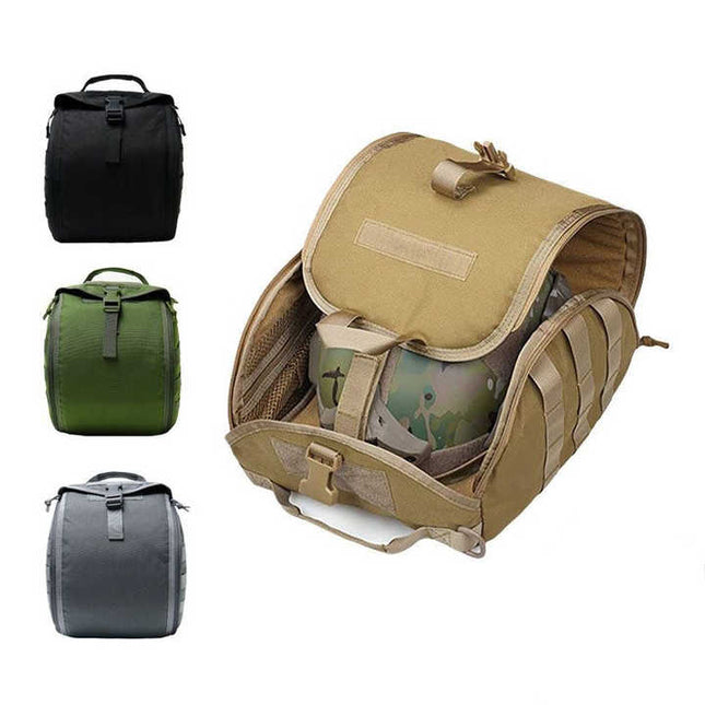 Grey Tactical Helmet Bag & Utility Pouch - Padded Gear Storage Carrier