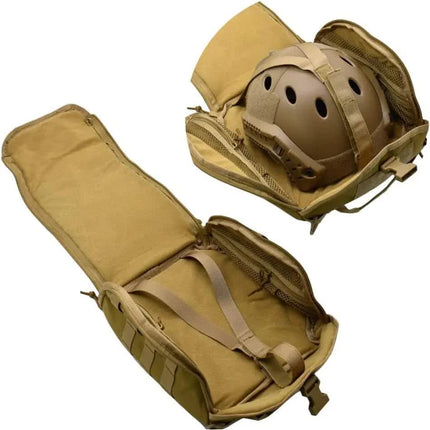 Grey Tactical Helmet Bag & Utility Pouch - Padded MOLLE Gear Storage Carrier