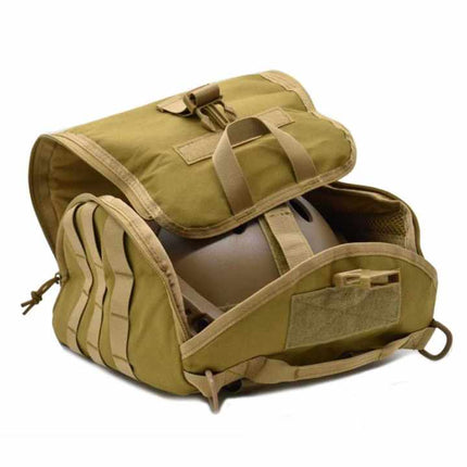 Camouflage Brown Tactical Helmet Bag & Utility Pouch - Padded MOLLE Gear Storage Carrier