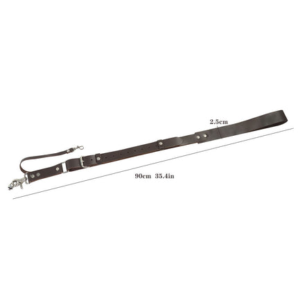 Black Adjustable Genuine Leather Camera Strap - Crossbody Shoulder Sling for DSLR/SLR(The camera is a prop and is not included)