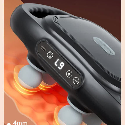 Dark Grey Advanced 6-Head Percussion Massager with Heat - Rechargeable Deep Tissue Muscle Relief Gun