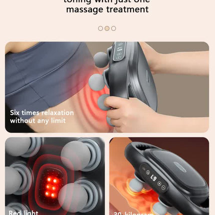 Dark Grey Advanced 6-Head Percussion Massager with Heat - Rechargeable Deep Tissue Muscle Relief Gun