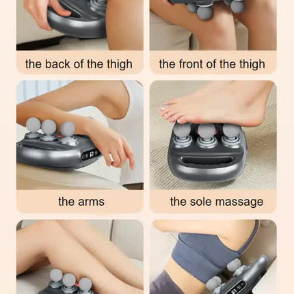 Dark Grey Advanced 6-Head Percussion Massager with Heat - Rechargeable Deep Tissue Muscle Relief Gun