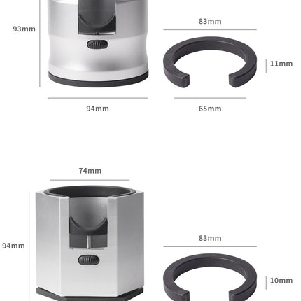 Dark Grey Round Professional Aluminum Espresso Tamping Station - Adjustable Portafilter Holder Stand