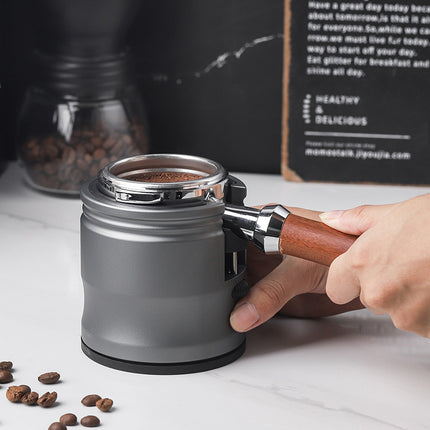 Dark Grey Diamond Professional Aluminum Espresso Tamping Station - Adjustable Portafilter Holder Stand