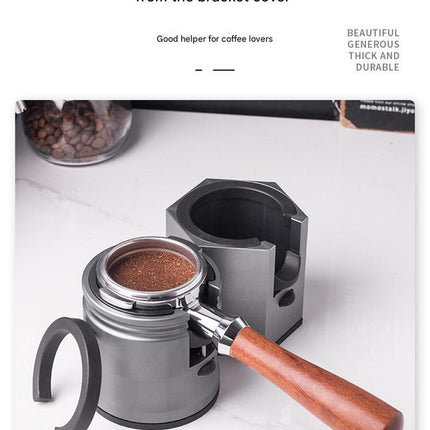 Dark Grey Diamond Professional Aluminum Espresso Tamping Station - Adjustable Portafilter Holder Stand