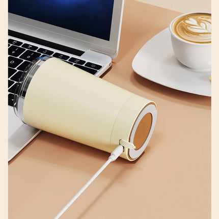 White 316 Stainless Steel Rechargeable Electric Self-Stirring Mug - 420ml Automatic Mixing Cup with Magnetic Rotor