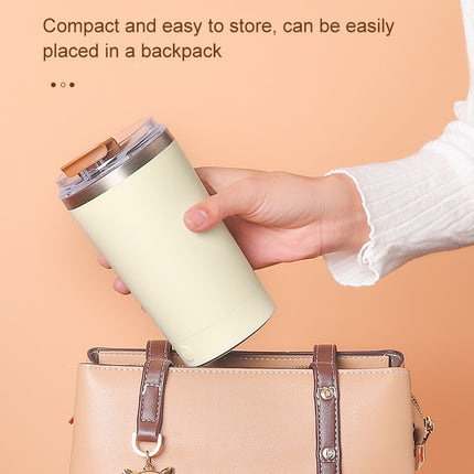 Light Blue 316 Stainless Steel Rechargeable Electric Self-Stirring Mug - 400ml Automatic Mixing Cup with Magnetic Rotor