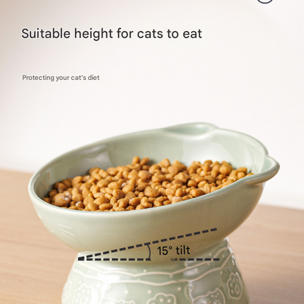 White Vintage Slow Feeder Ceramic Pet Bowl - Anti-Choke Wide-Mouth Design for Cats & Dogs, Prevents Black Chin