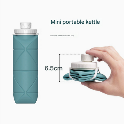 Grey Portable Silicone Collapsible Water Bottle - Foldable Sports Cup for Cycling and Outdoor Fitness
