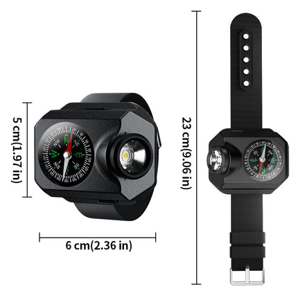 XPG Wrist Light for Outdoor Camping - Rechargeable LED Running Light with Compass and Watch for Survival and Adventure