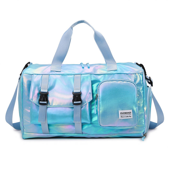 Blue Iridescent Gym Bag with Wet-Dry Separation