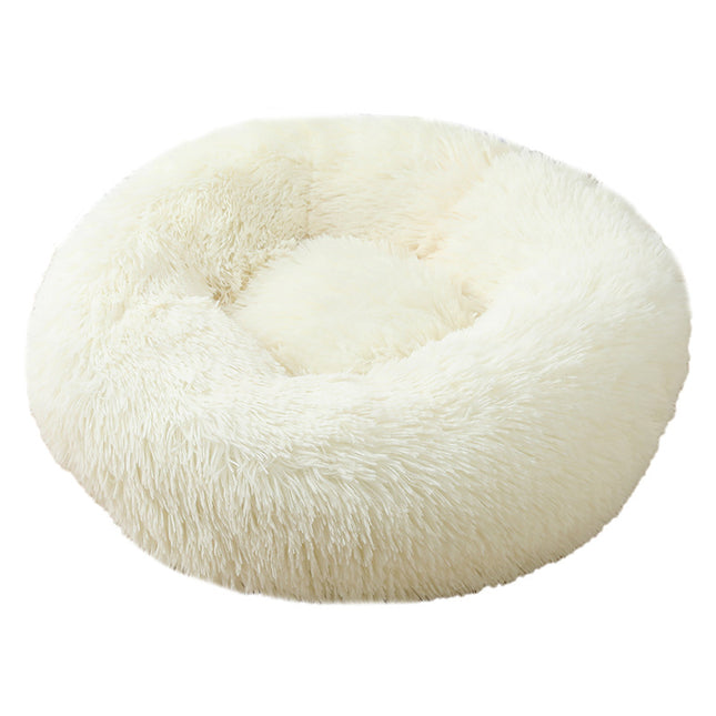 White 50cm Cozy Round Pet Bed