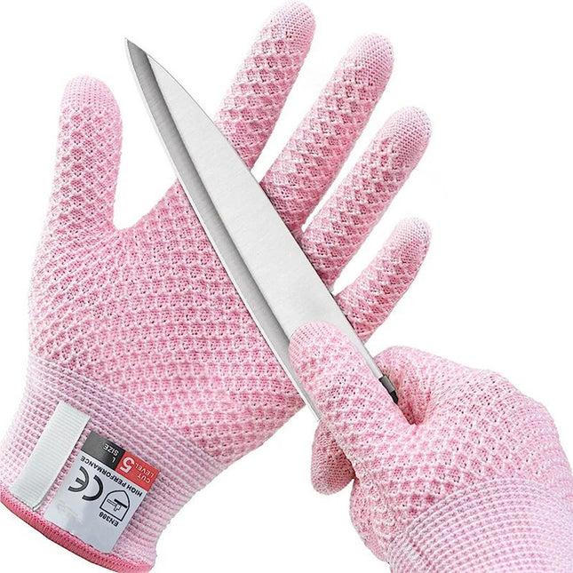 Pink 3-Pack Cut Resistant Gloves (Level 5 Protection) Pineapple Grip Touchscreen Compatible Food Safe