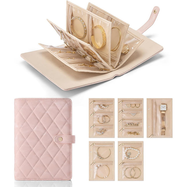 Pink Foldable Travel Jewelry Organizer