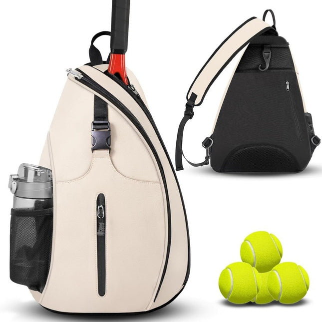 Beige Badminton Tennis Backpack (Fits 2 Midsize Rackets)