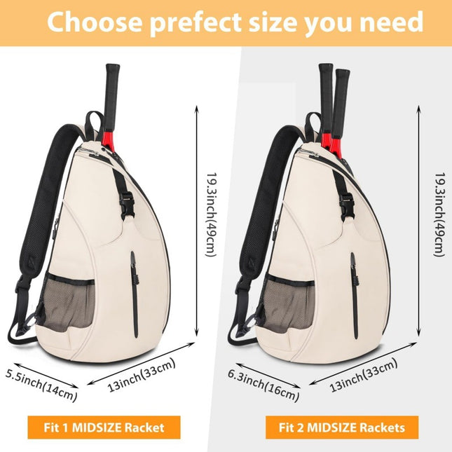 Beige Badminton Tennis Backpack (Fits 2 Midsize Rackets)