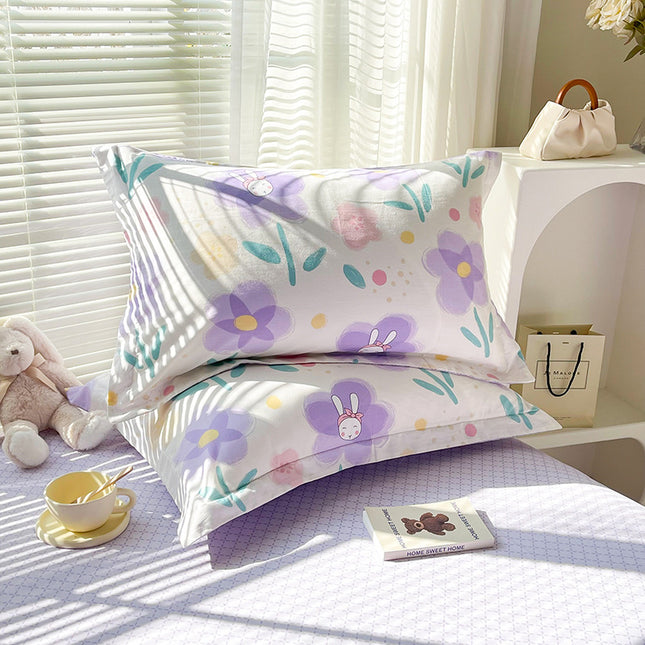 Purple Flower 100 Percent Cotton Pillowcase Set (Pack of 2)