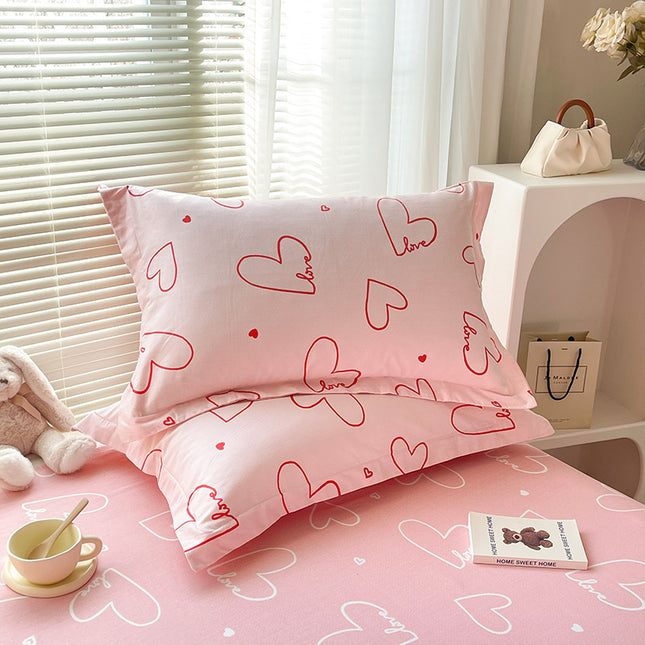 Pink Heart 100 Percent Cotton Pillowcase Set (Pack of 2)