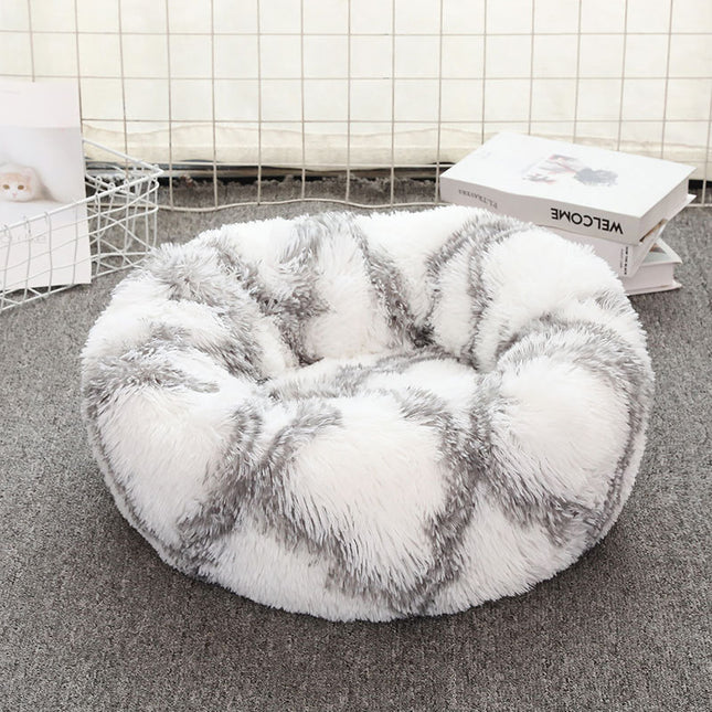 Grey-white 50cm Cozy Round Pet Bed