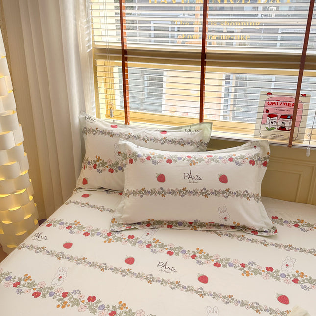 Strawberry Bunny 100 Percent Cotton Pillowcase Set (Pack of 2)